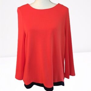 NWT Crown & Ivy red orange, navy flowy top-size PL
